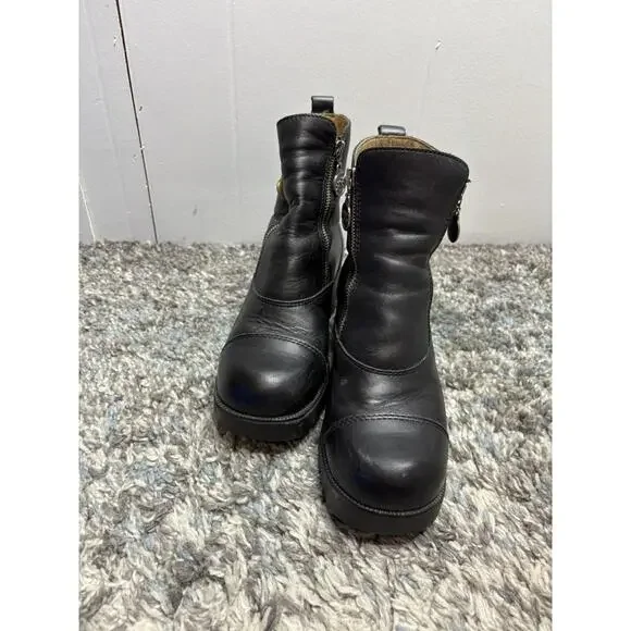 Double H Boots Womens 9 Combat Double Zip Chunky Biker Motorcycle Goth Edgy - Picture 5 of 10